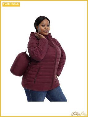 Women's Plus Size Packable Puffer Jacket Water-Resistant Lightweight Winter Coat